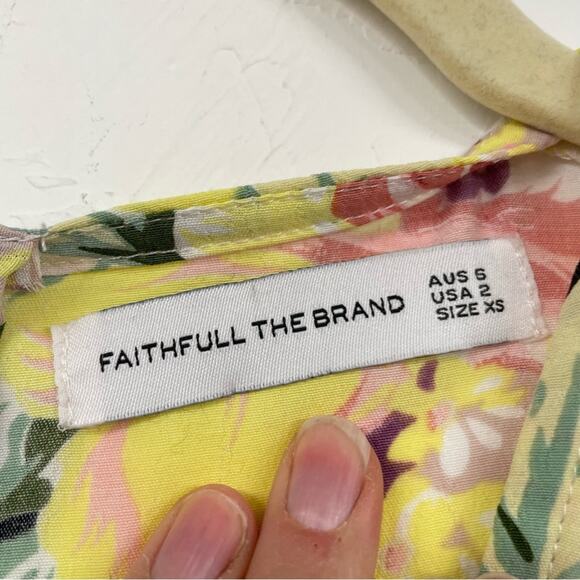 Faithfull The Brand Yellow Pink Floral Romper Womens 2 Puff Short Sleeve Ana - Picture 7 of 12